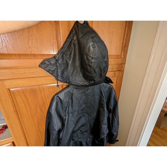 Vintage cincher seventh Avenue leather jacket black trench coat Women size L - Picture 8 of 16